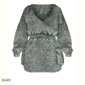 Pretty Little Thing Shape Khaki Oversized Hoodie Dress size 14 NWT